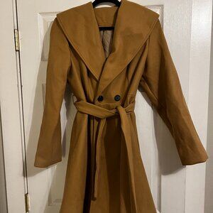 Tan Camel Pea Trench Coat/Jacket with Belt